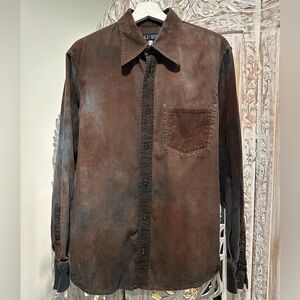 Vintage Armani Jeans Brown Corduroy Button-Up Shirt